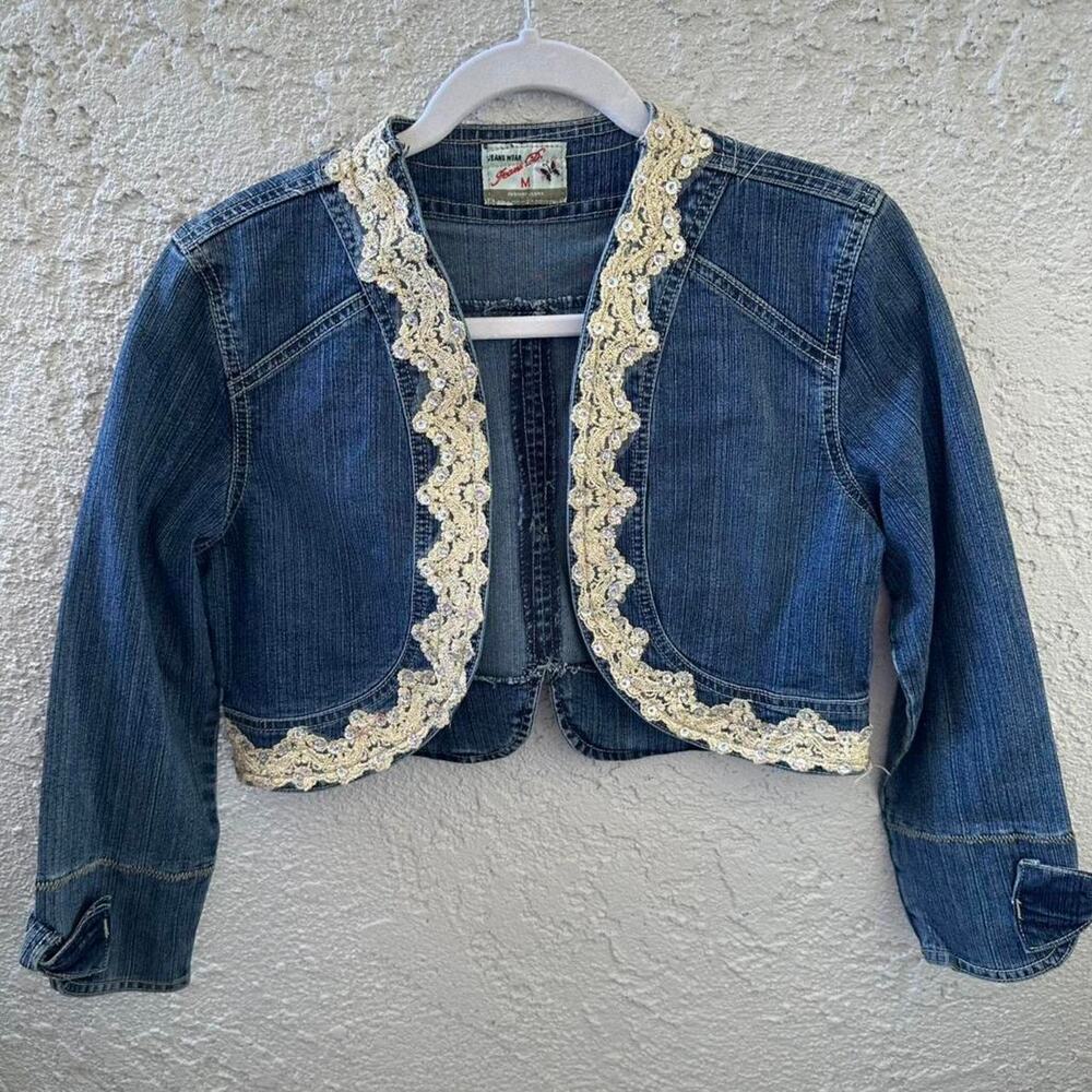 Y2k denim jacket with gold